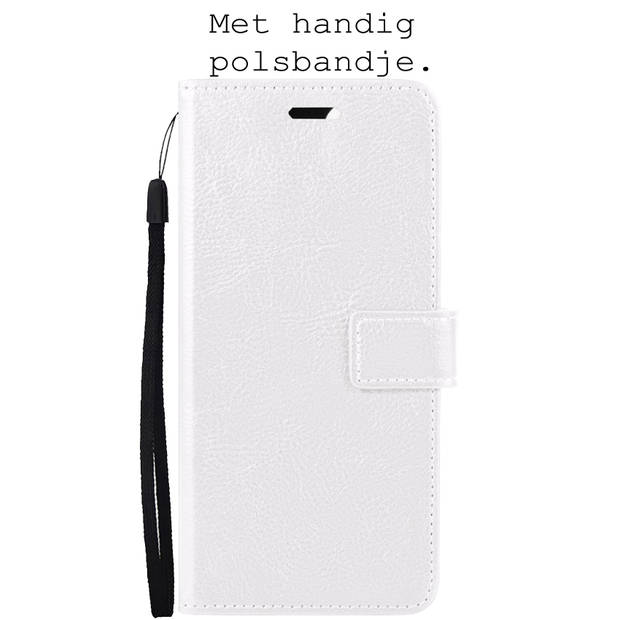 Basey iPhone 14 Pro Hoesje Book Case Kunstleer Cover Hoes -Wit