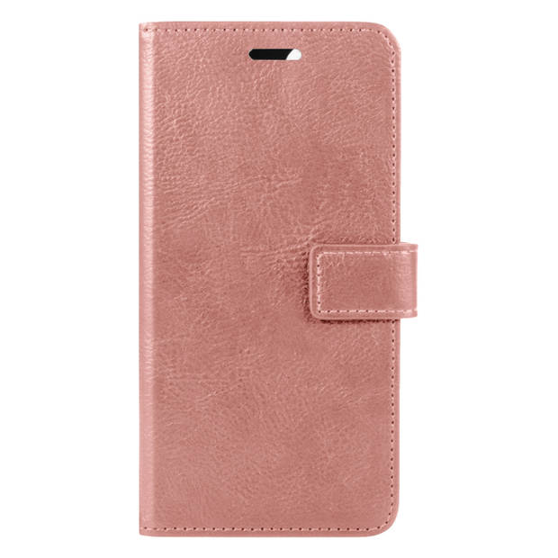 Basey iPhone 14 Pro Hoesje Book Case Kunstleer Cover Hoes -Rose Goud