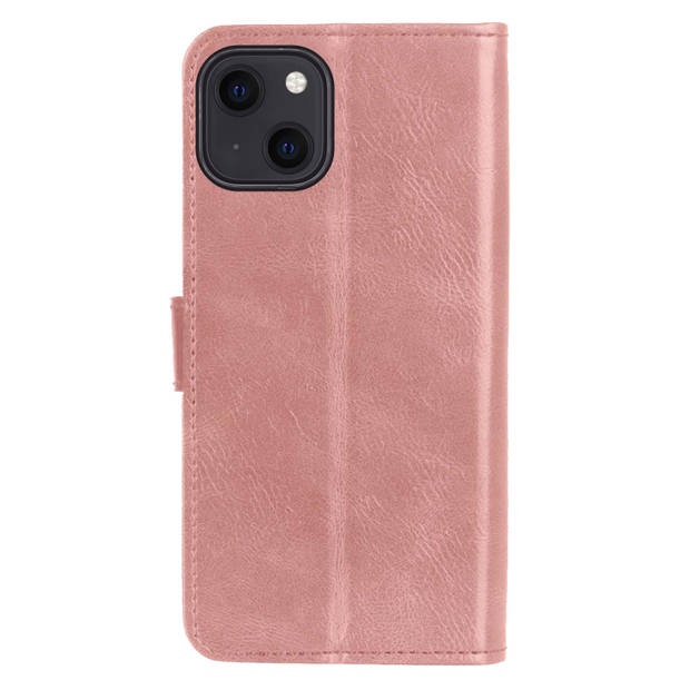 Basey iPhone 14 Plus Hoesje Book Case Kunstleer Cover Hoes - Rose Goud