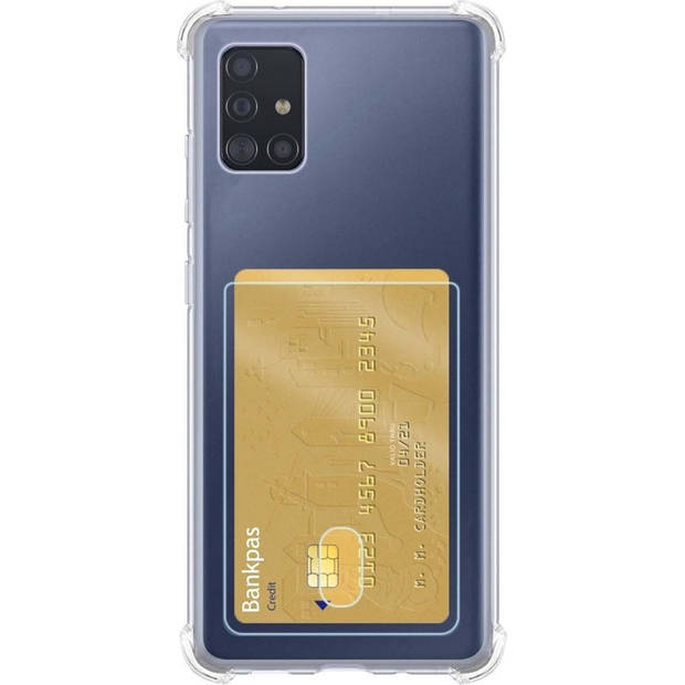 Basey Samsung A71 Hoesje Met Pasjeshouder Card Case Shock Hoes - Transparant