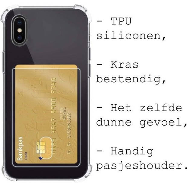 Basey iPhone Xs Max Hoesje Siliconen Hoes Case Cover met Pasjeshouder - Transparant