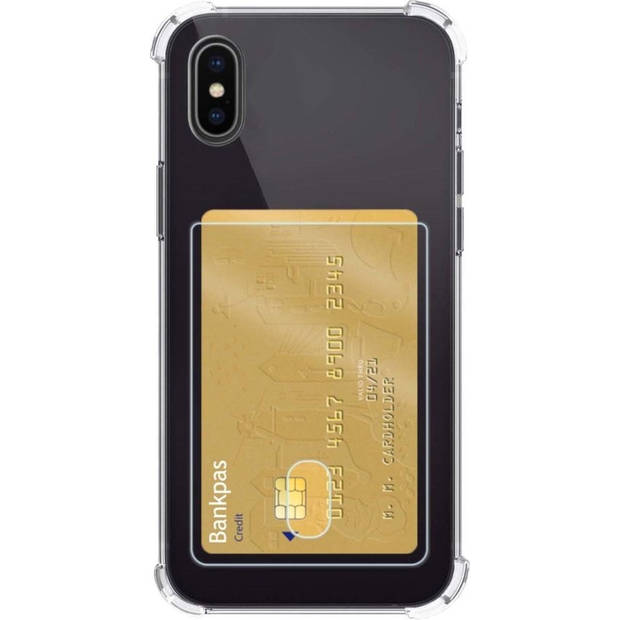 Basey iPhone X / Xs Hoesje Siliconen Hoes Case Cover met Pasjeshouder - Transparant