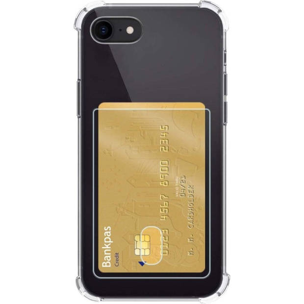 Basey iPhone 7/8/SE 2020 Hoesje Met Pasjeshouder Transparant Card Case Shock Hoes