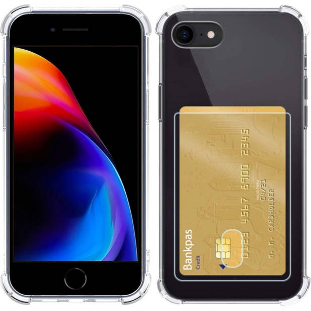 Basey iPhone 8 Hoesje Met Pasjeshouder Transparant Card Case Shock Hoes