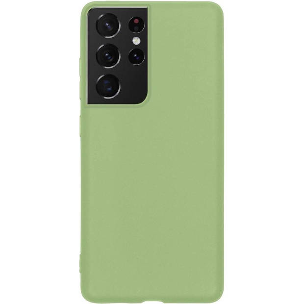 Basey Samsung Galaxy S21 Ultra Hoesje Siliconen Hoes Case Cover - Groen