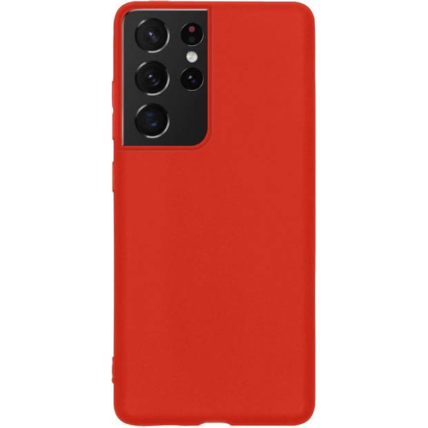 Basey Samsung Galaxy S21 Ultra Hoesje Siliconen Hoes Case Cover -Rood