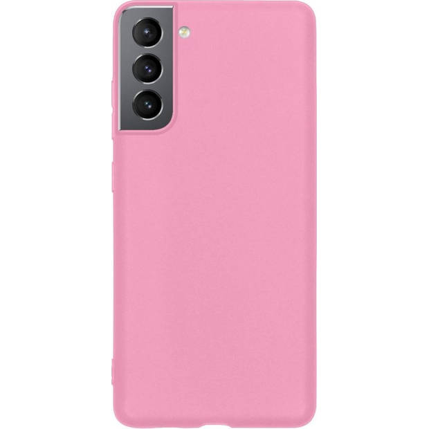 Basey Samsung Galaxy S21 Plus Hoesje Siliconen Hoes Case Cover -Roze