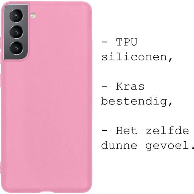 Basey Samsung Galaxy S21 Plus Hoesje Siliconen Hoes Case Cover -Roze