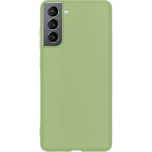 Basey Samsung Galaxy S21 Hoesje Siliconen Hoes Case Cover -Groen