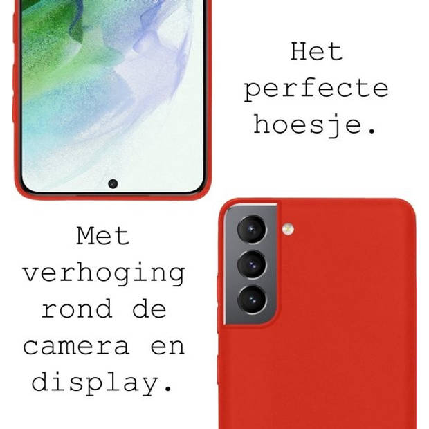 Basey Samsung Galaxy S21 Hoesje Siliconen Hoes Case Cover -Rood