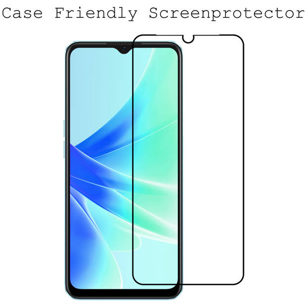 Basey OPPO A17 Screenprotector Tempered Glass Full Cover - OPPO A17 Beschermglas Screen Protector Glas