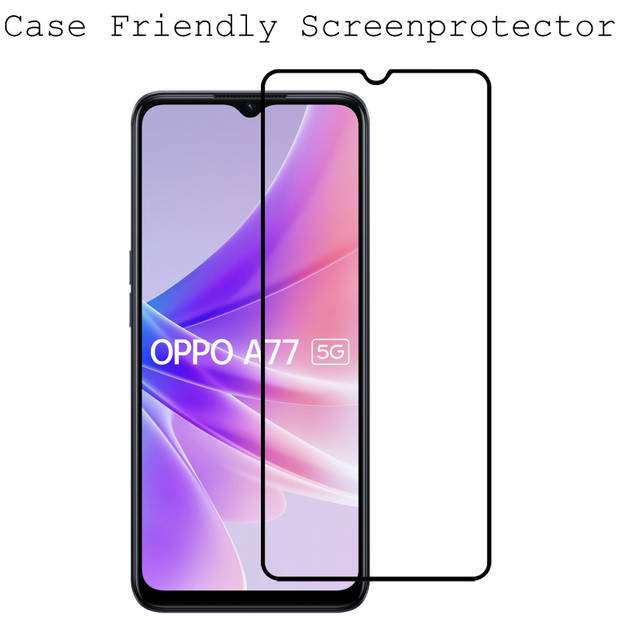 Basey OPPO A77 Screenprotector Tempered Glass Full Cover - OPPO A77 Beschermglas Screen Protector Glas