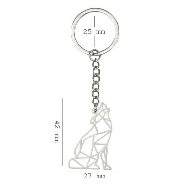 Basey Sleutelhanger Patroon Metalen Sleutelhanger Geometrisch - Wolf