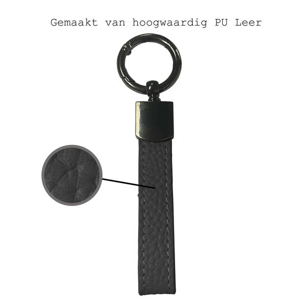 Basey Sleutelhanger Leer - Leren Sleutelhanger Met Sleutelhanger Ringen - Zwart