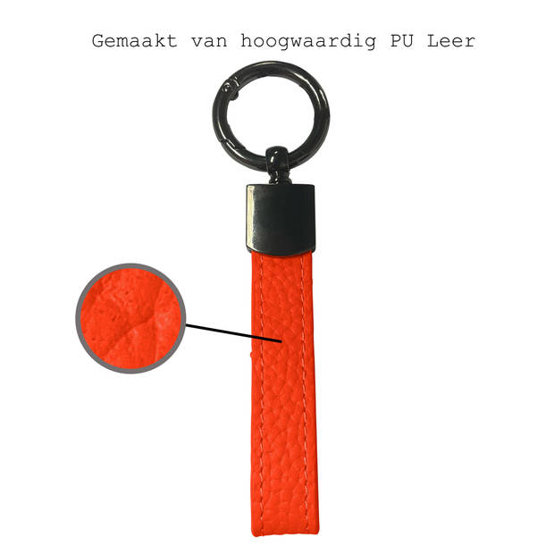 Basey Sleutelhanger Leer - Leren Sleutelhanger Met Sleutelhanger Ringen - Rood