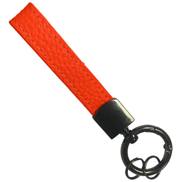 Basey Sleutelhanger Leer - Leren Sleutelhanger Met Sleutelhanger Ringen - Rood