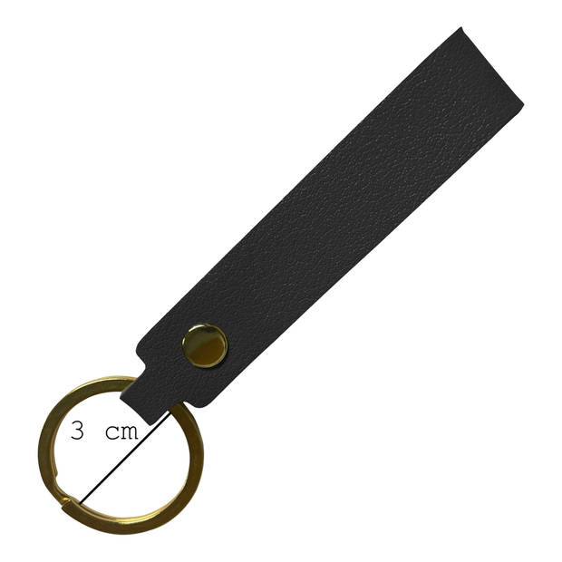 Basey Sleutelhanger Leer - Leren Sleutelhanger Met Sleutelhanger Ring - Zwart