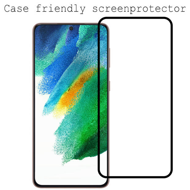 Basey Samsung Galaxy S21 FE Screenprotector Screen Protector Beschermglas Tempered Glass Full Cover 3D