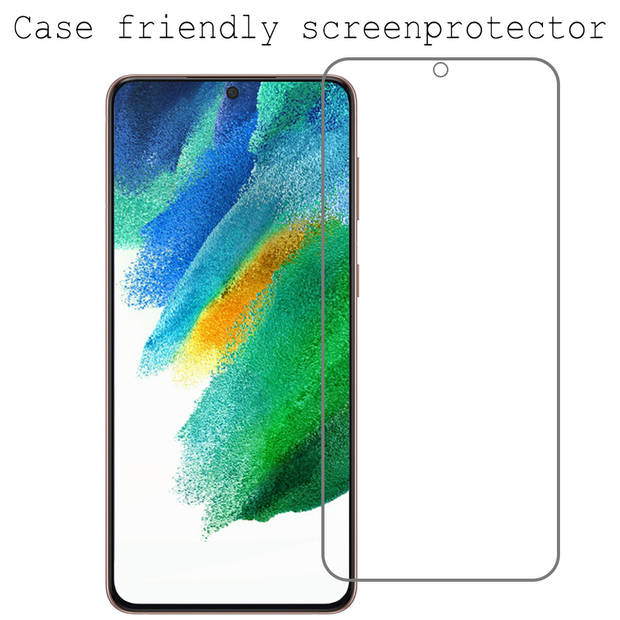 Basey Samsung Galaxy S21 FE Screenprotector Tempered Glass Beschermglas - Transparant