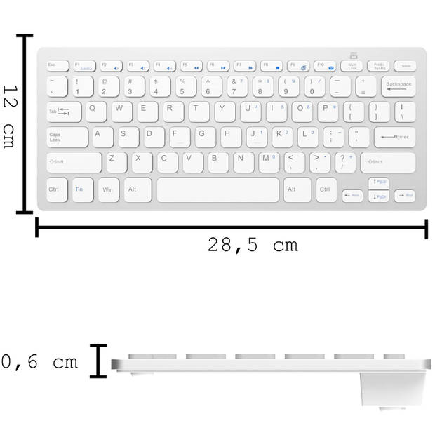 Basey Draadloos Toetsenbord Bluetooth Keyboard - Bluetooth Toetsenbord Draadloos Universeel - Wireless Keyboard - Wit