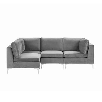 Beliani EVJA - Modulaire Sofa-Grijs-Fluweel