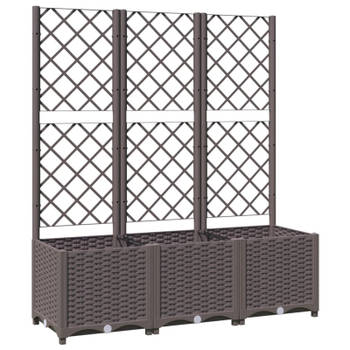 vidaXL Plantenbak met latwerk 120x40x136 cm polypropeen bruin