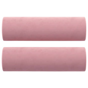 vidaXL Sierkussens 2 st 15x50 cm fluweel roze