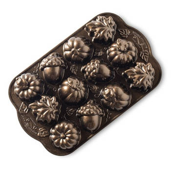 Nordic Ware - Bakvorm "Autumn Delight Cakelet Pan" - Nordic Ware Fall Harvest Bronze