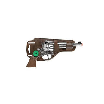 Cowboy verkleed speelgoed revolver/pistool metaal 12 schots plaffertjes - Verkleedattributen