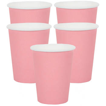 Santex feest bekertjes - 20x - roze - papier/karton - 270 ml - Feestbekertjes