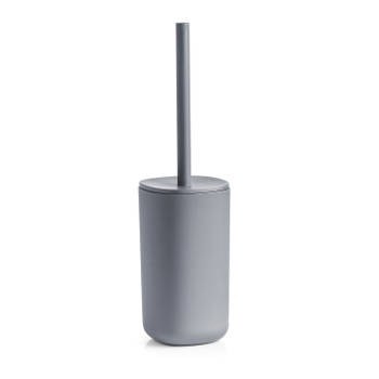 Zeller Toiletborstel met houder - kunststof - grijs - 9 x 35 cm - Toiletborstels