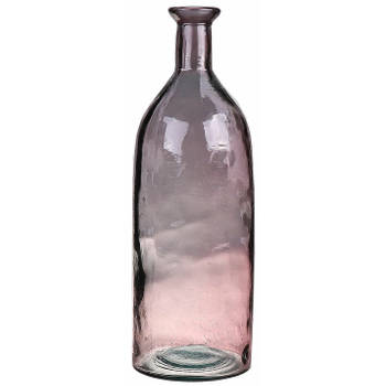 Bellatio Design Bloemenvaas - oud roze transparant gerecycled glas - D12 x H35 cm - Vazen