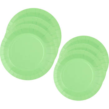 Santex Feest borden set - 40x stuks - licht groen - 17 cm en 22 cm - Feestbordjes