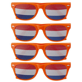 4x stuks trendoz Oranje thema Koningsdag feest/party bril voor volwassenen - Verkleedbrillen