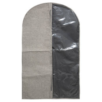 Kleding/beschermhoes polyester/katoen grijs 100 cm inclusief kledinghangers - Kledinghoezen