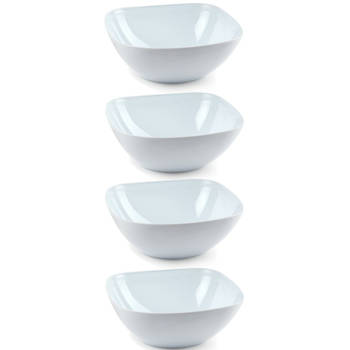 Voedsel serveerschalen set 14x stuks wit kunststof in 4 formaten - Serveerschalen