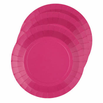 Santex feest bordjes rond fuchsia roze - karton - 10x stuks - 22 cm - Feestbordjes