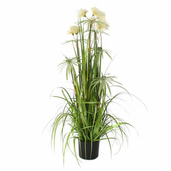 Mica Decorations - gras kunstplant - groen/creme - H120 x D45 cm - Kunstplanten