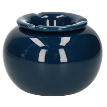 Terras asbak/stormasbak rond keramiek 16 x 11 cm blauw - Asbakken