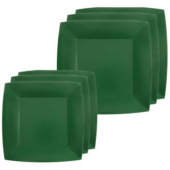 Santex Feestbordjes set - 20x stuks - donker groen - 18 cm en 23 cm - Feestbordjes