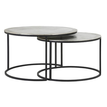 Light & Living - Salontafel TALCA - Ø75x45cm - Zilver - Set van 2