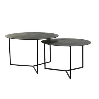 Light & Living - Salontafel SOCOS - Ø75x46.5cm - Grijs - Set van 2