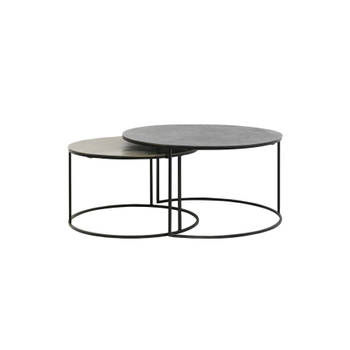 Light & Living - Salontafel RENGO - Ø76x41cm - Zwart - Set van 2