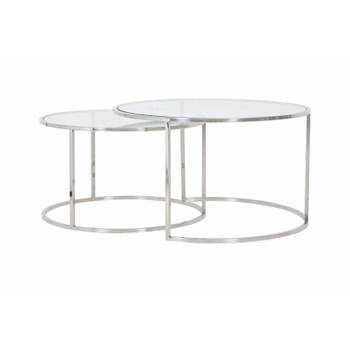 Light & Living - Salontafel DUARTE - Ø75x44cm - Zilver - Set van 2