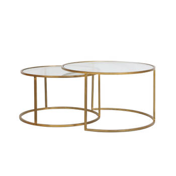 Light & Living - Salontafel DUARTE - Ø75x44cm - Goud - Set van 2