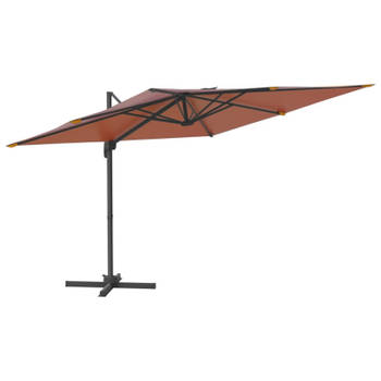 vidaXL Zweefparasol met LED-verlichting 400x300 cm terracottakleurig