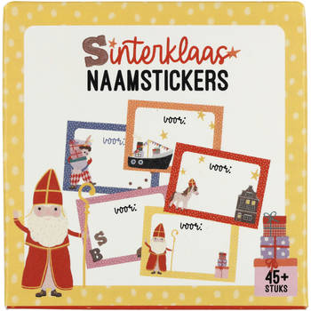 Sint & Piet naamstickers op rol 50 stuks