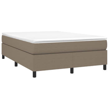 vidaXL Boxspring met matras stof taupe 140x190 cm