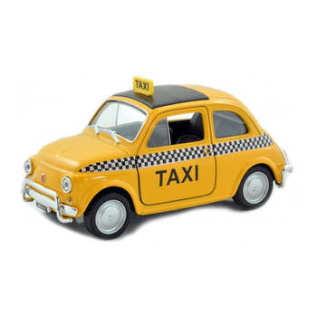 Modelauto Fiat 500 taxi geel schaal 1:24/12 x 5,5 x 5,5 cm - Speelgoed auto's