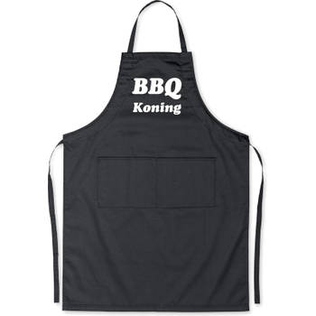 Benza Schort BBQ Koning - Grappige/Leuke/Mooie Keukenschort/Luxe - Zwart